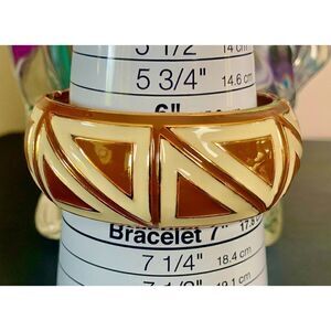 Vintage Sequin Coffee themes Geometric Bold Oval Bracelet, Stamped